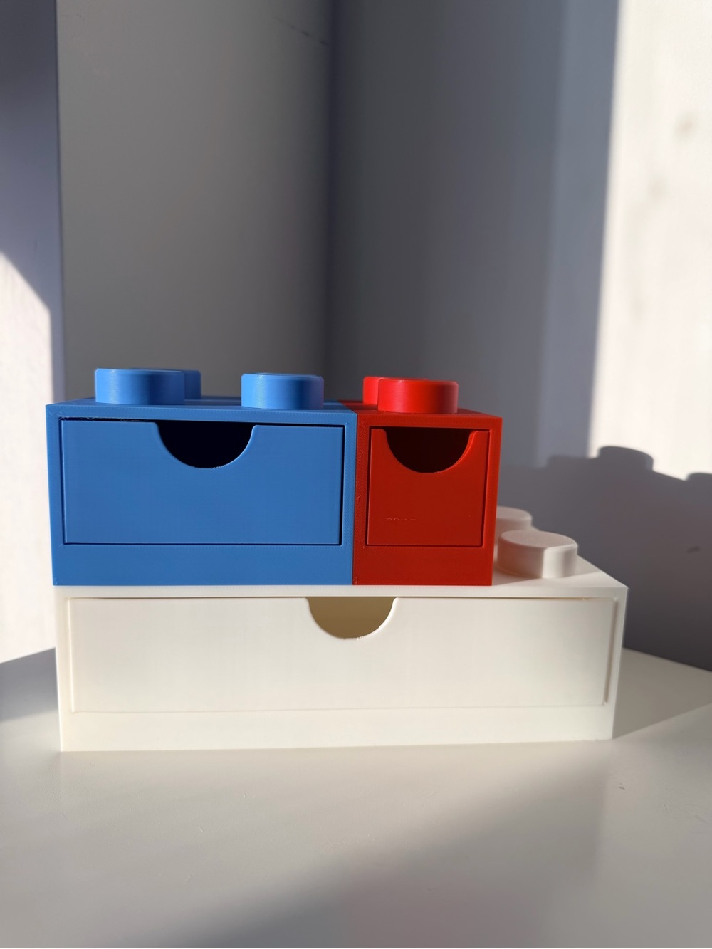 Modular LEGO Style Desk Organizer Drawers Color Block Storage Set - Picture 8 of 9